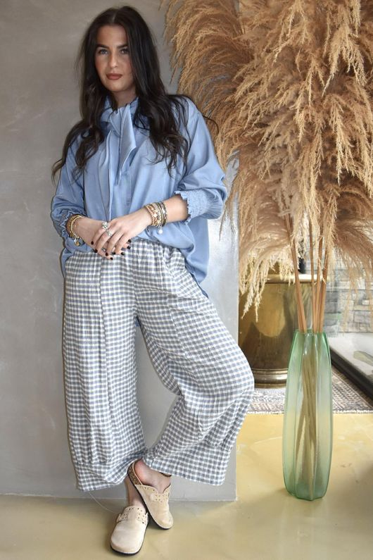Annie Gingham Quirky 7/8 Pant Denim